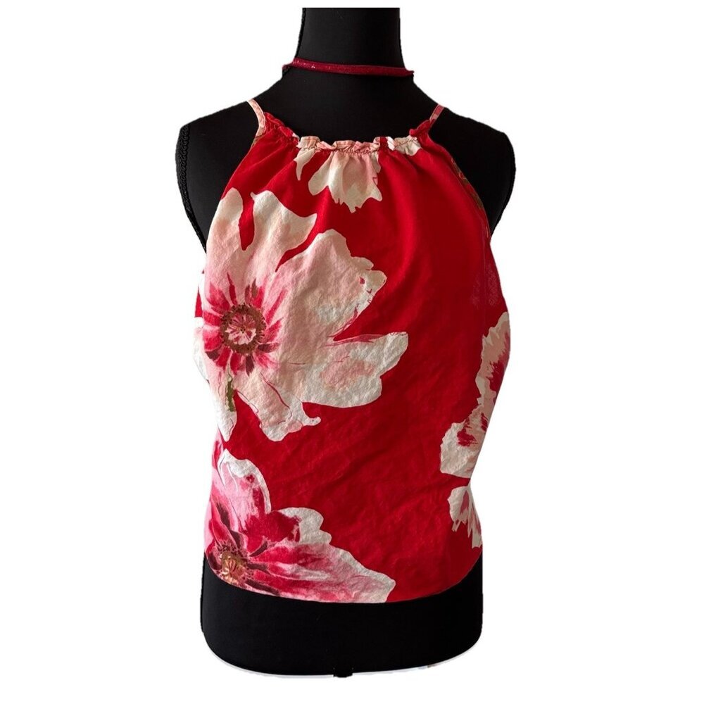 Y2K Victoria’s Secret Hawaiian Tank Top Cami‎ Red Coquette Resort Tropical M
